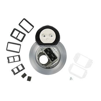 4ATCP2CRAA - Wiremold - 4ATCP2CRAA 4 inch Prewired Dual Service Controlled Receptacle Evolution PokeThru DeviceBrushed Aluminum in Brushed Aluminum