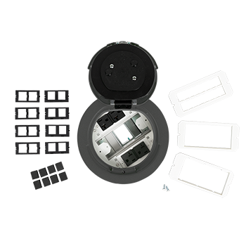 6AT2PGY3H - Wiremold - 6AT2PGY3H 3Hour Fire Classified 6 inch Recessed Prewired Flush Style PokeThru Assembly in Gray