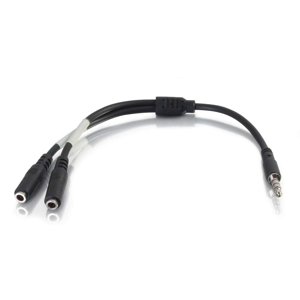 CG27394 - C2G - 6 Inch 4pin 3.5mm Microphone and Headphone Breakout Adapter Y Cable