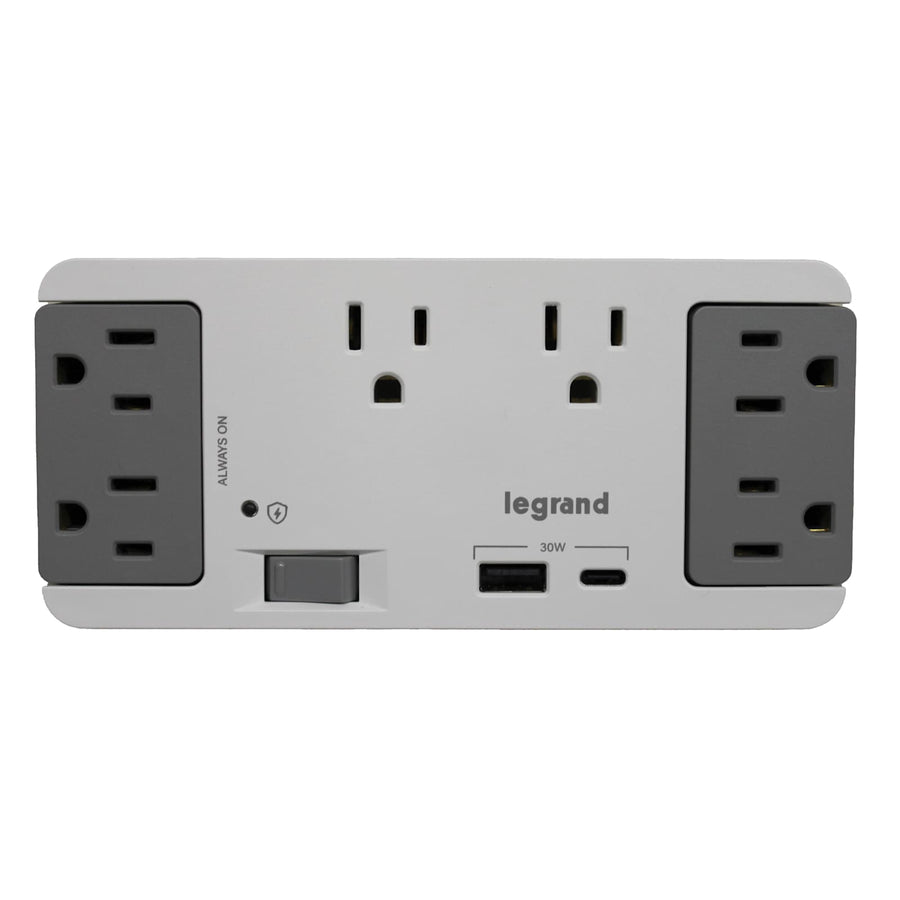 On-Q 6 Outlet Enclosure Surge Protector with One USB-A and One USB-C
