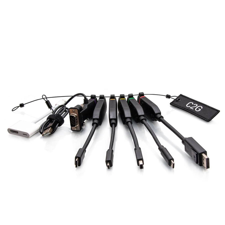 Universal 4K HDMI® Dongle Adapter Ring with Color Coded Mini DisplayPort™, DisplayPort, USB-C®, Lightning, VGA, Mini HDMI, and Micro HDMI