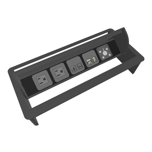 2XC6G15483 - Middle Atlantic - A H Meyer NETBOX Axial Comfort BuiltIn Worksurface Power Connectivity with 2 NEMA 515R Outlets 1 USB-C USB-A Cat 6 and HDMI Ports and a Cable PassThrough