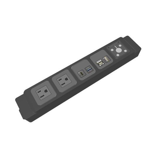 MF70GBYM83 - Middle Atlantic - A H Meyer NETBOX NETMODULES Power Connectivity with 2 NEMA 515R Outlets 1 USB-C USB-A Cat 6 and HDMI Ports and a Cable PassThrough