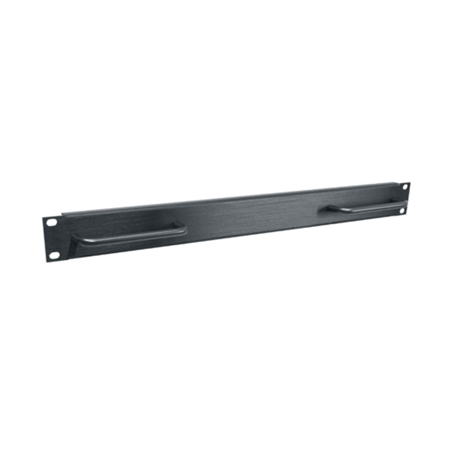 1 RU Flanged Blank Rack Panel with Handles, Black Brushed and Anodized Aluminum