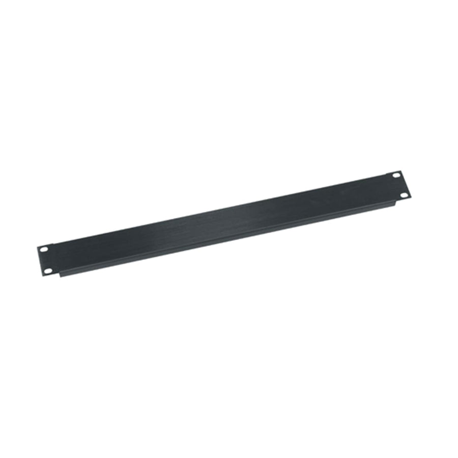 1 RU Flanged Blank Rack Panel, Black Brushed and Anodized Aluminum
