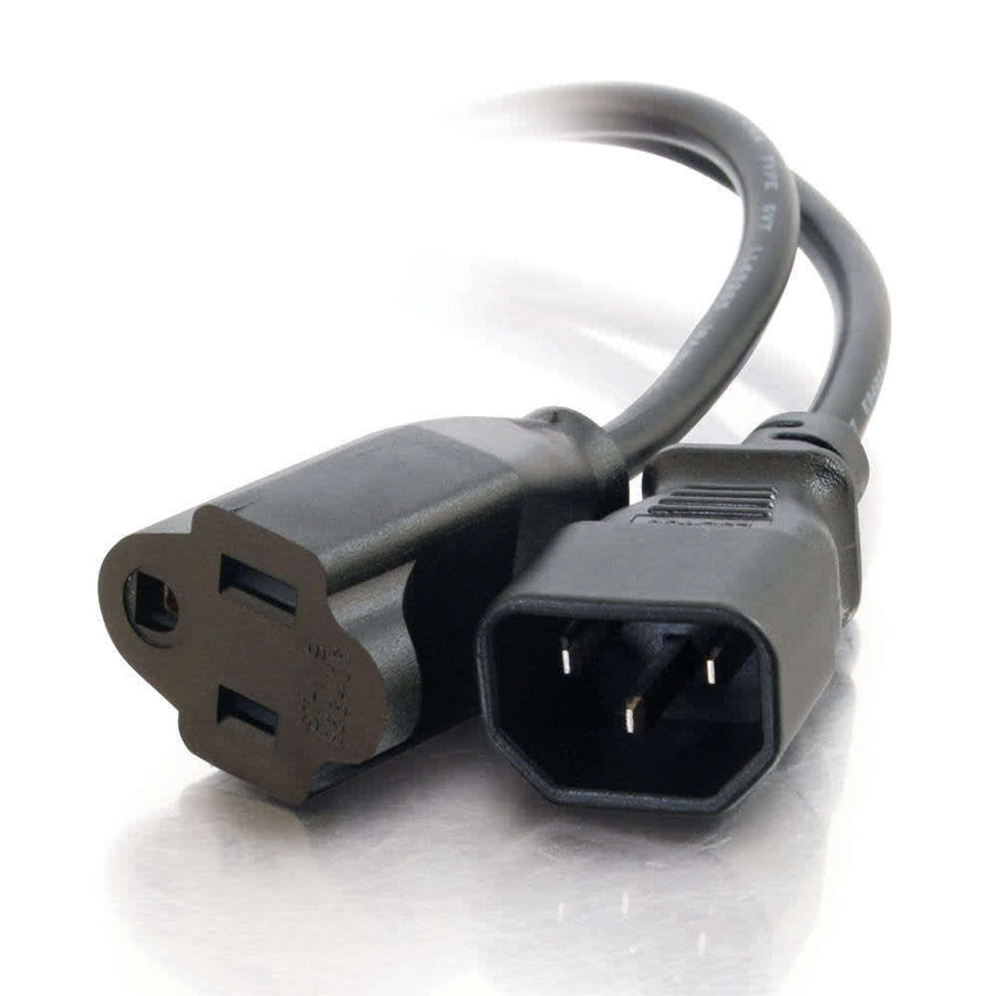 1ft (0.3m) 18 AWG Monitor Power Adapter Cord (IEC320C14 to NEMA 5-15R)