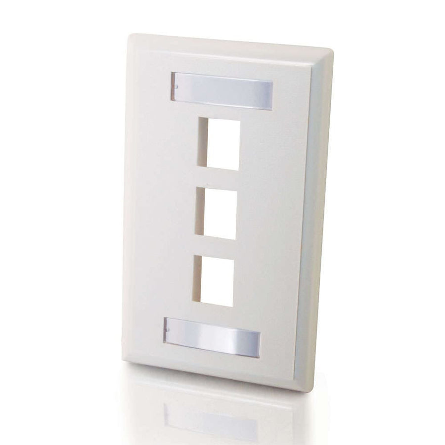 Three Port Keystone Single Gang Wall Plate - White