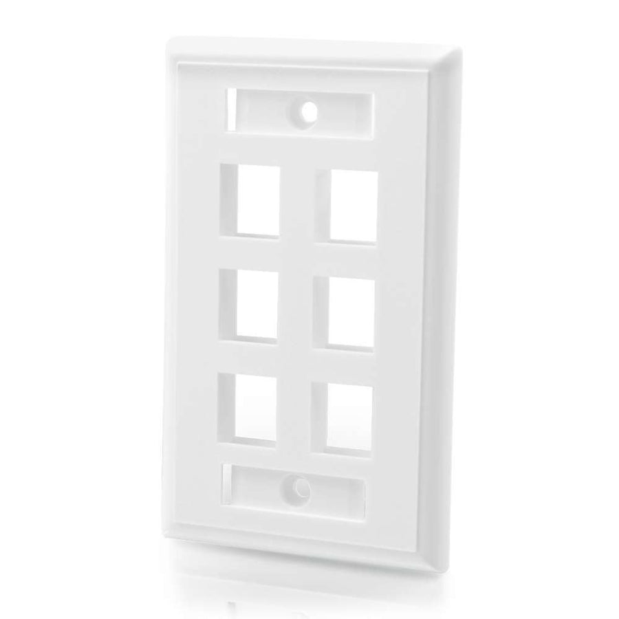 Six Port Keystone Single Gang Wall Plate - White