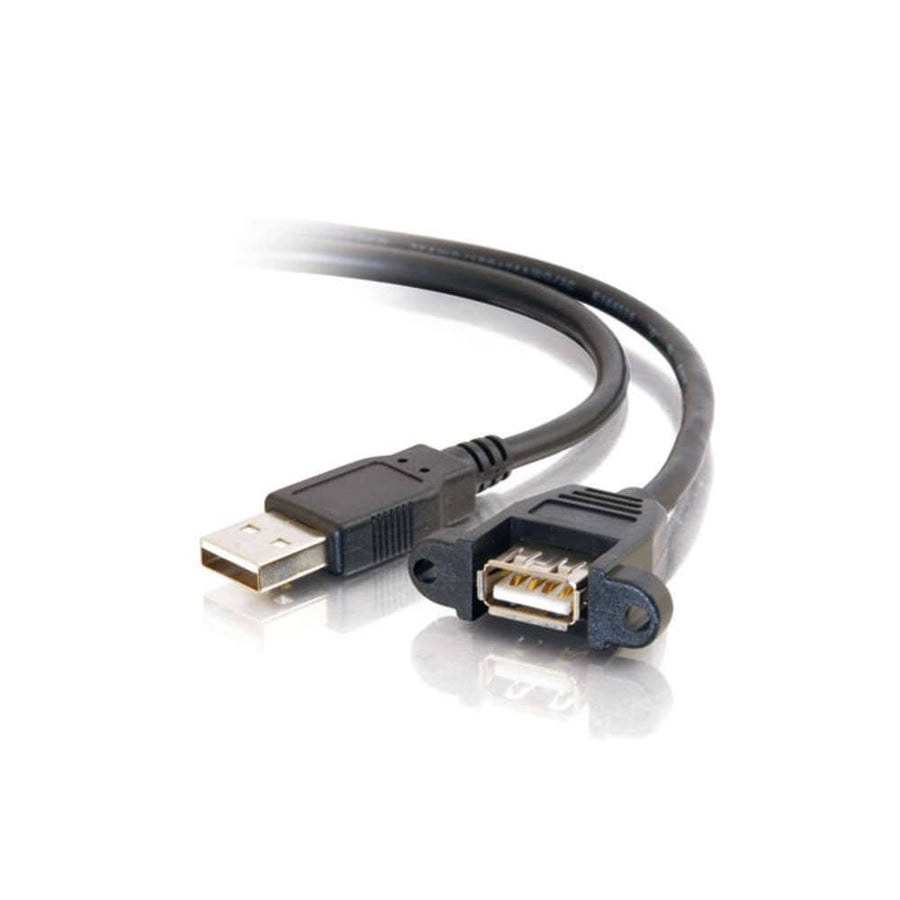 3ft (0.9m) Panel-Mount USB 2.0 A Male to A Female Cable