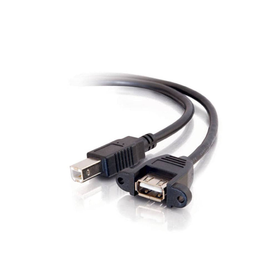 2ft (0.6m) Panel-Mount USB 2.0 A Female to B Male Cable