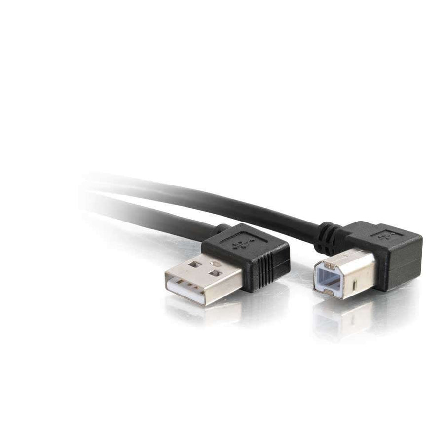 9.8ft (3m) USB 2.0 Right Angle A/B Cable - Black