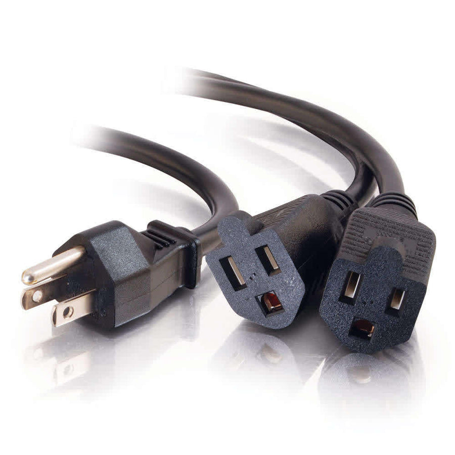 1.5ft (0.46m) 16 AWG 1-to-2 Power Cord Splitter (1 NEMA 5-15P to 2 NEMA 5-15R)