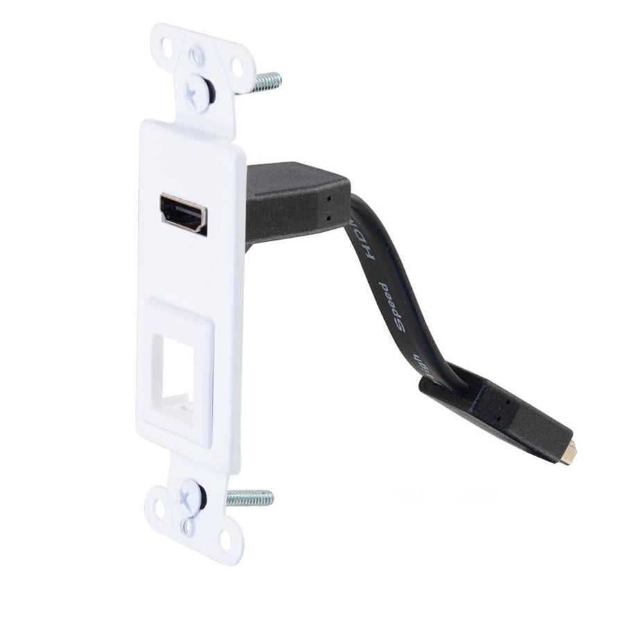 HDMI Pass Through Decorative Wall Plate with One Keystone - White