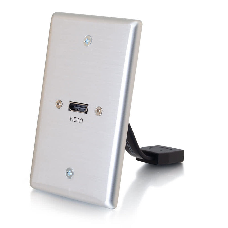 HDMI® Pass Through Single Gang Wall Plate - Brushed Aluminum