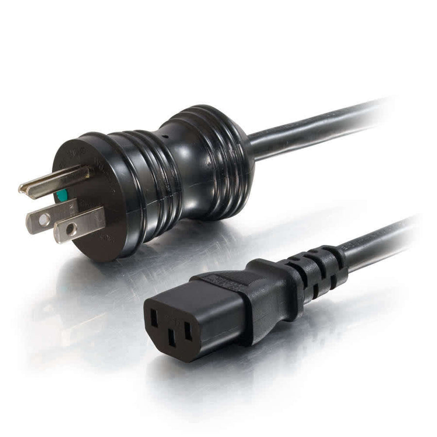 10ft (3m) 16 AWG Hospital Grade Power Cord (NEMA 5-15P to IEC320C13) - Black