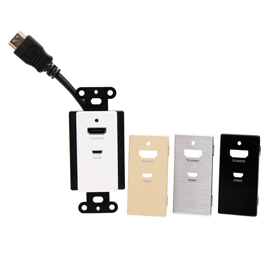 HDMI Inline Extender Decorative Wall Plate with Interchangeable Wall Plate Covers - 4K 60Hz