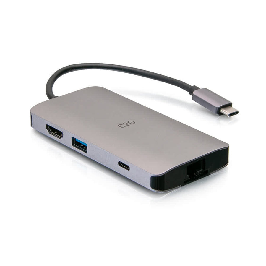 USB-C 8-in-1 Mini Dock with HDMI, 2x USB-A, Ethernet, SD Card Reader, and USB-C Power Delivery