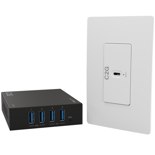C2G54269 - C2G - Superbooster 1 Port USB over Cat6a Wall Plate to 4 Port USA-Box Extender Kit USB 3.2 Gen1 5Gbps