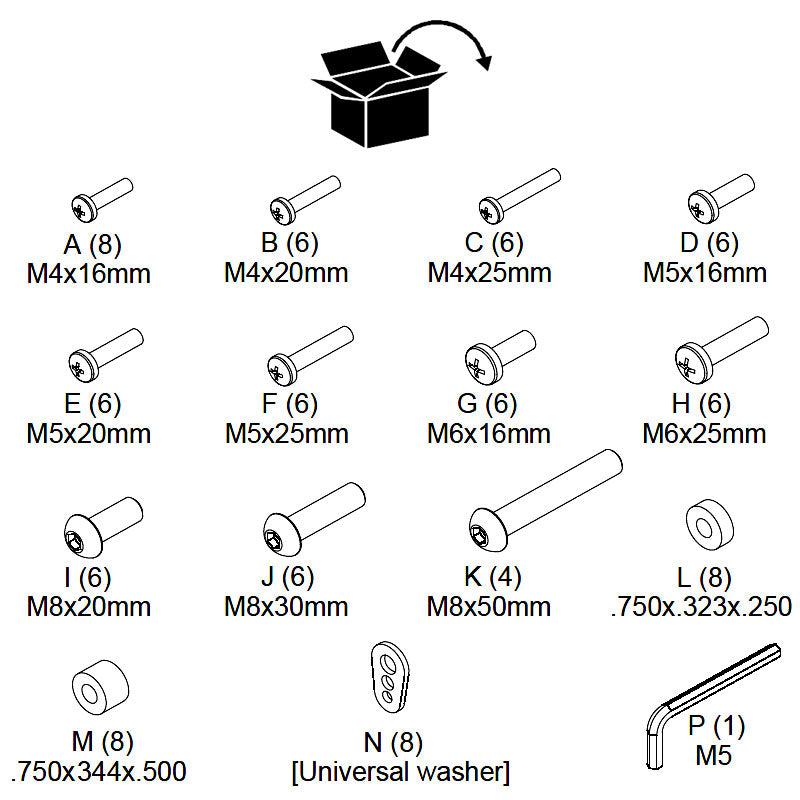 FHBU - Chief - Universal Hardware Kit for Large and Medium Fusion