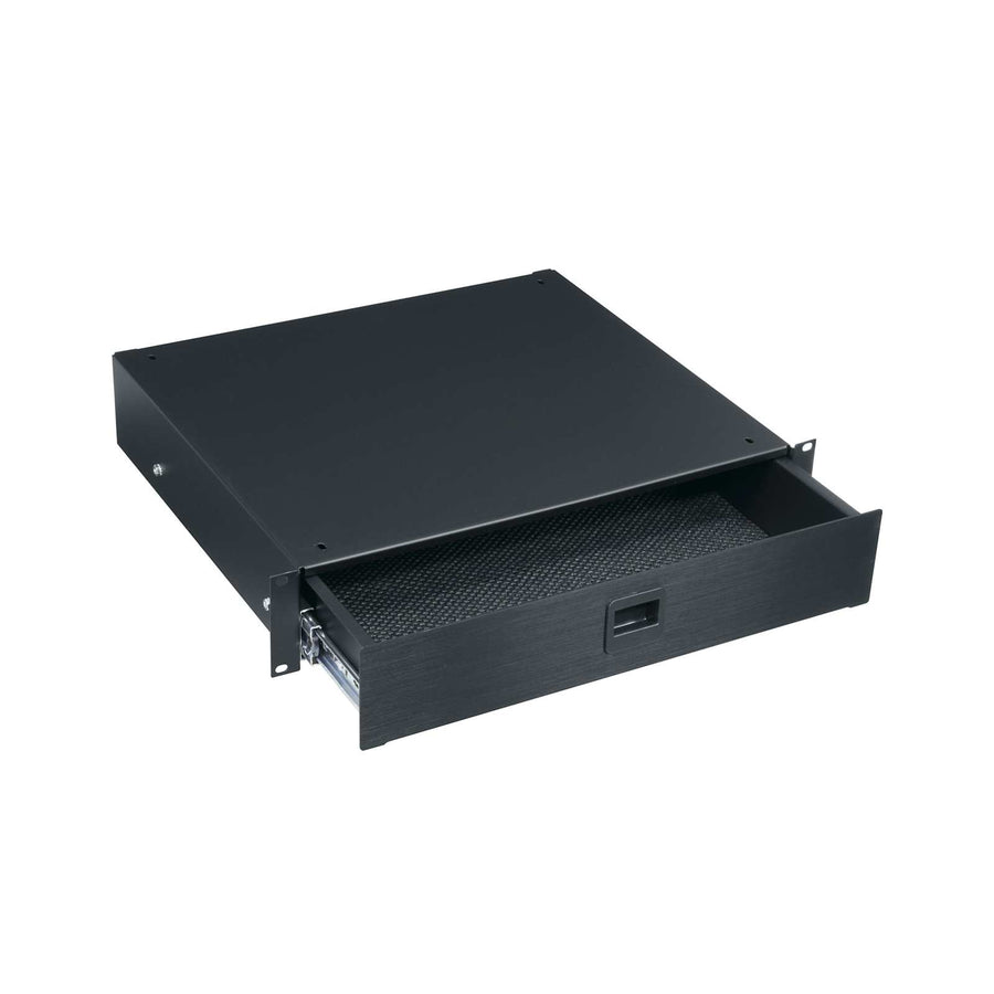 2 RU Rackmount Drawer, Black Brushed and Anodized