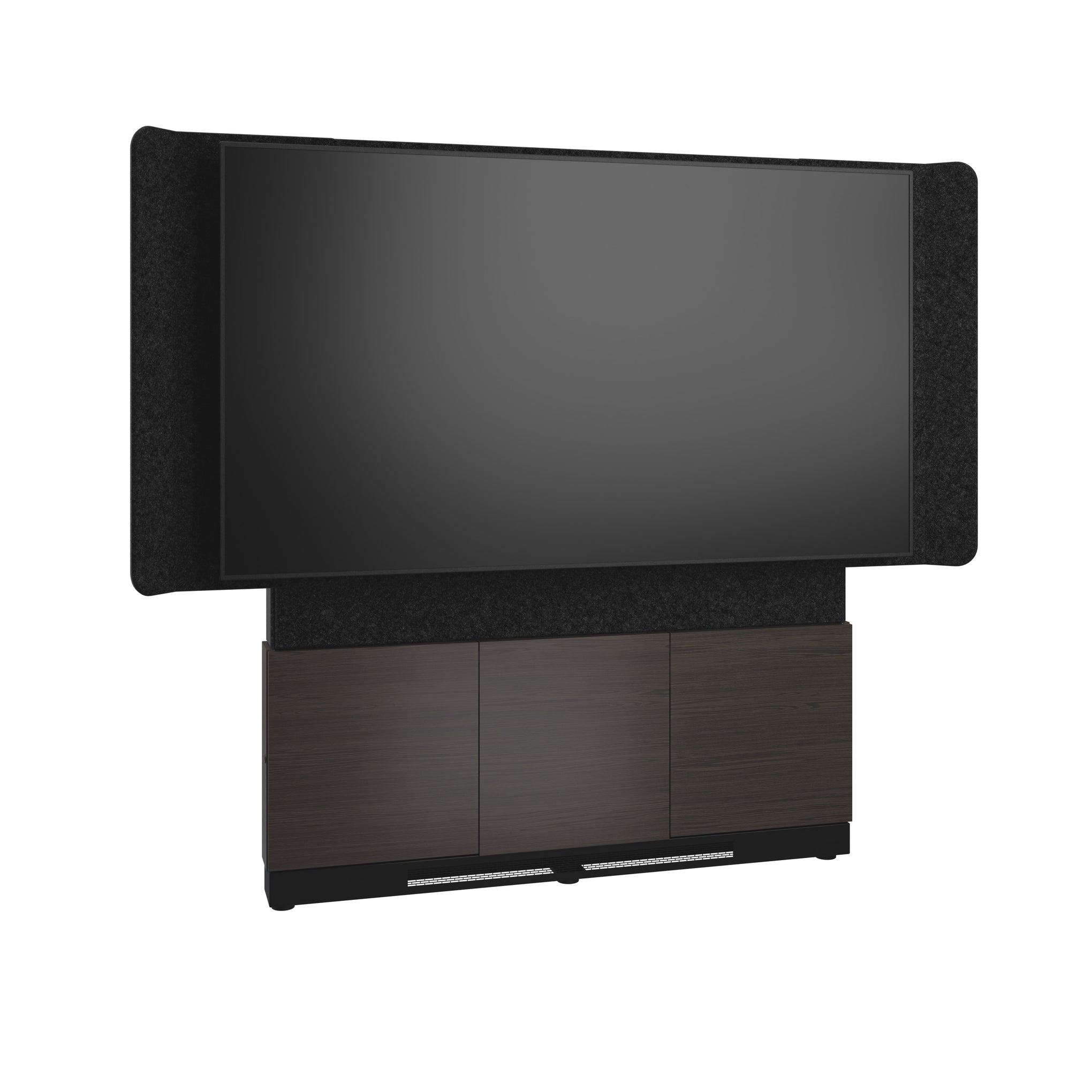 FM-DS-6675FW-DA3B - Middle Atlantic - Forum FloortoWall Mounted 66 3 Bay Display Stand for 1 70 to 75 Display Dark Finish