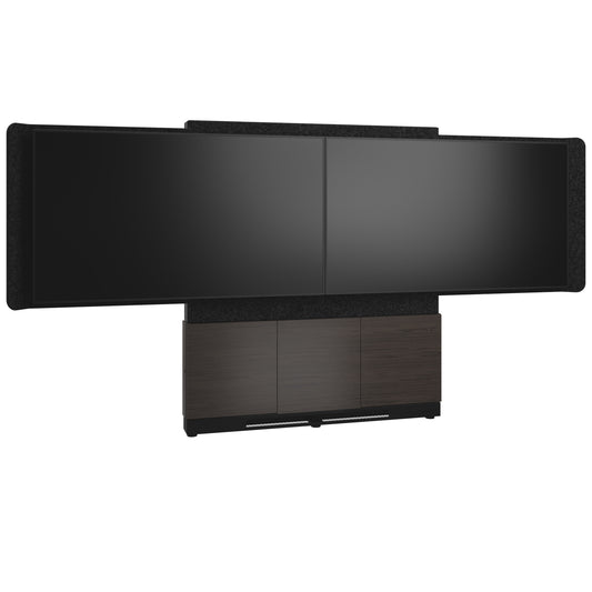 FM-DS-6675FW-GA3B - Middle Atlantic - Forum FloortoWall Mounted 66 3 Bay Display Stand for 2 50 to 55 Display Dark Finish
