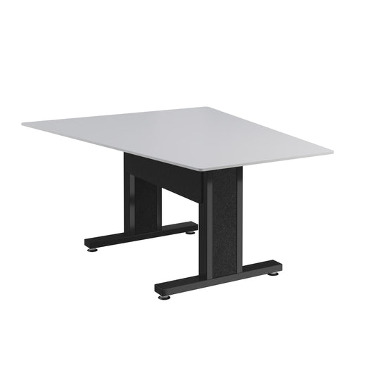 FM-TAN-0595430-D8B - Middle Atlantic - Forum 59 Angle Table for 3 to 5 People 30 Seated Height Designer White Table Top with Dark Table Base