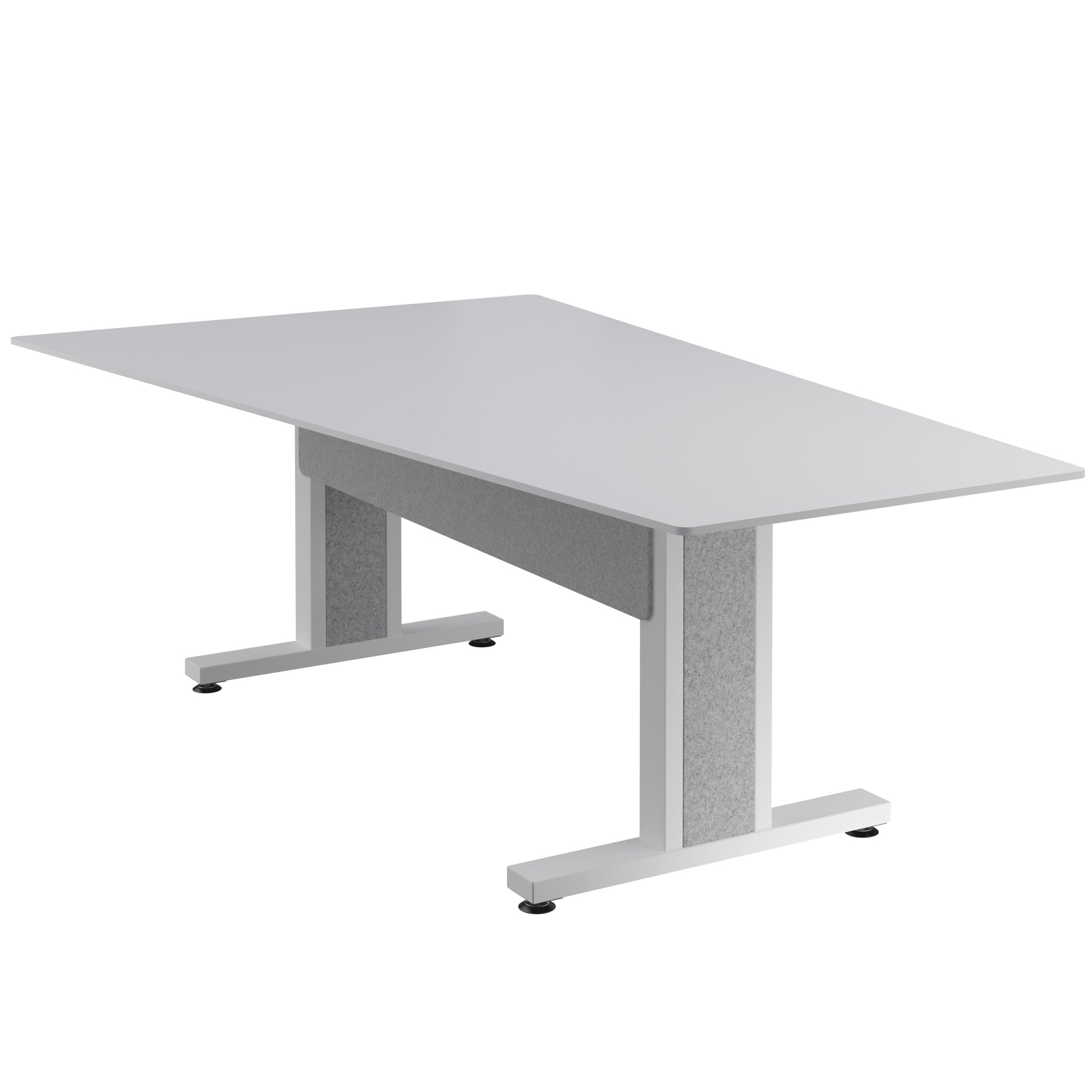 FM-TAN-0905430-D8W - Middle Atlantic - Forum 90 Angle Table for 5 to 7 People 30 Seated Height Designer White Table Top with Light Table Base