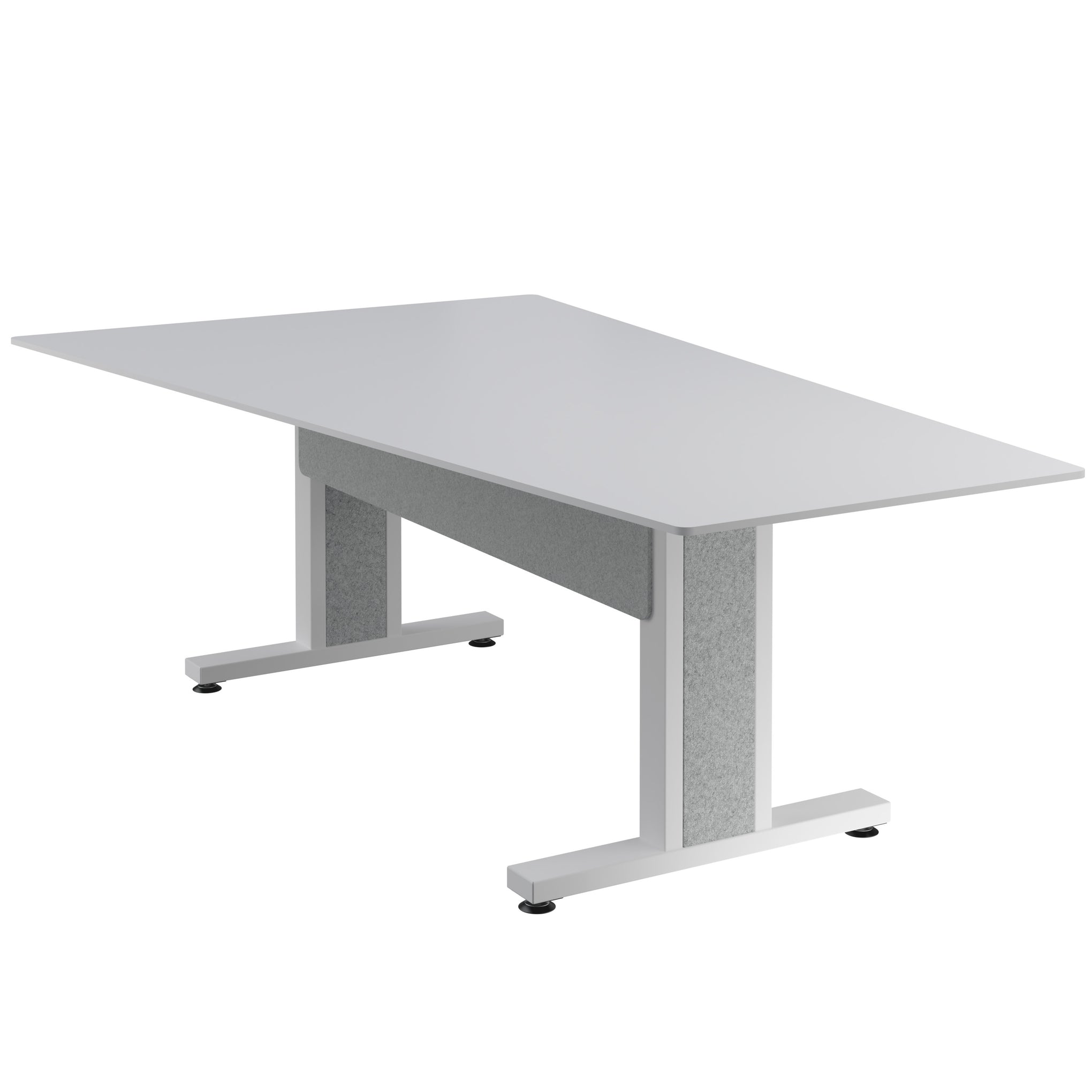 FM-TAN-0905430-D8W - Middle Atlantic - Forum 90 Angle Table for 5 to 7 People 30 Seated Height Designer White Table Top with Light Table Base