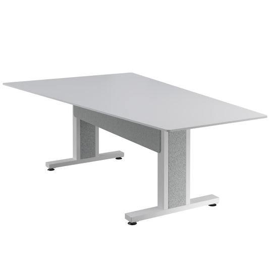 FM-TAN-0905430-D8W - Middle Atlantic - Forum 90 Angle Table for 5 to 7 People 30 Seated Height Designer White Table Top with Light Table Base