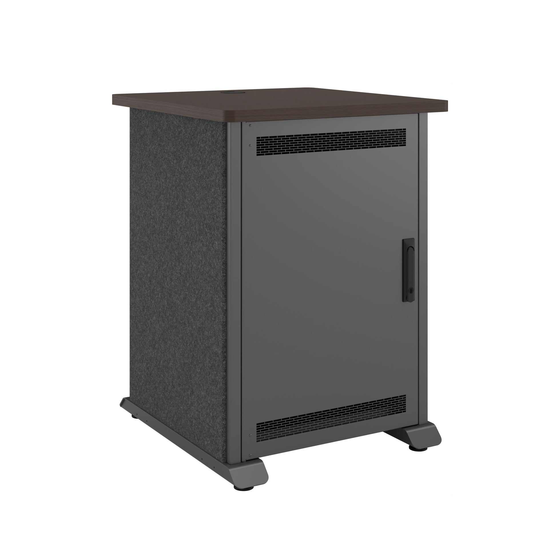 FMR-1227A3GC - Middle Atlantic - Forum Side Cart Rack 12RU 27 Deep Wilsonart Asian Night Graphite Powdercoat Charcoal Gray Felt