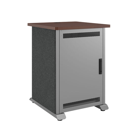 FMR-1227E0MC - Middle Atlantic - Forum Side Cart Rack 12RU 27 Deep Wilsonart Biltmore Cherry Magnesium Powdercoat Charcoal Gray Felt