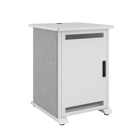 FMR-1227D8WS - Middle Atlantic - Forum Side Cart Rack 12RU 27 Deep Wilsonart Designer White White Powdercoat Silver Gray Felt