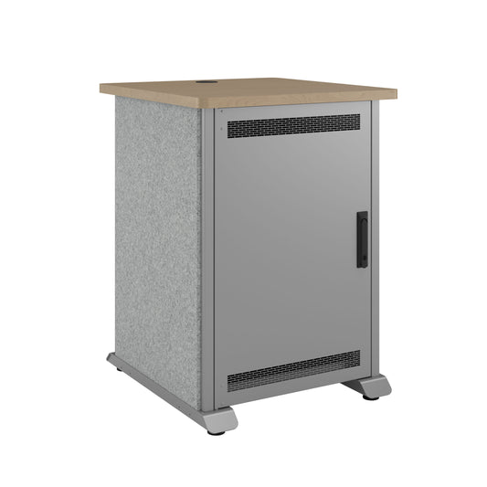 FMR-1227E1MS - Middle Atlantic - Forum Side Cart Rack 12RU 27 Deep Wilsonart Kensington Maple Magnesium Powdercoat Silver Gray Felt