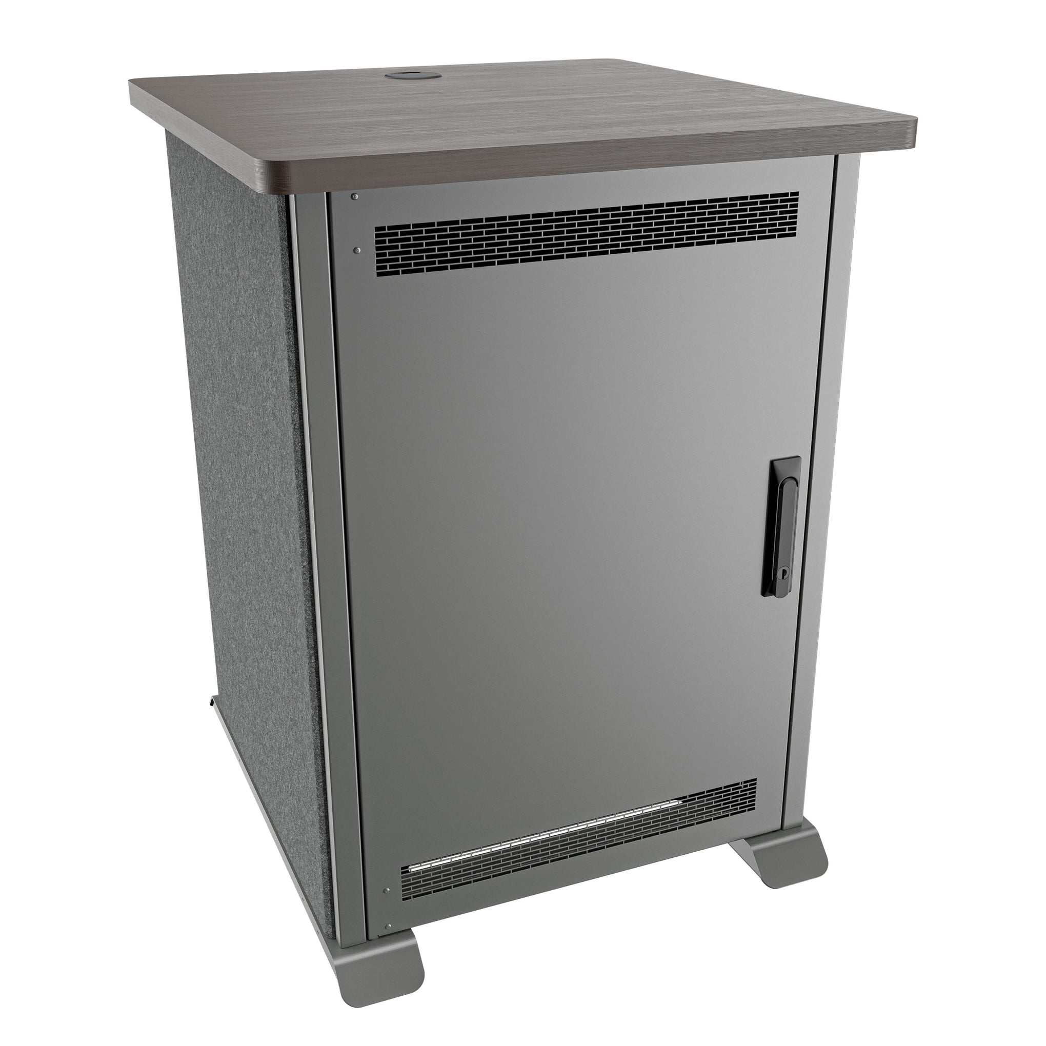FMR-1627A3GC - Middle Atlantic - Forum Side Cart Rack 16RU 27 Deep Wilsonart Asian Night Graphite Powdercoat Charcoal Gray Felt
