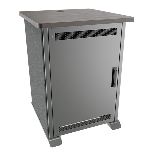 FMR-1627A3GC - Middle Atlantic - Forum Side Cart Rack 16RU 27 Deep Wilsonart Asian Night Graphite Powdercoat Charcoal Gray Felt