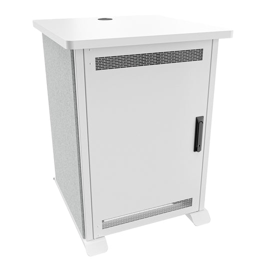 FMR-1627D8WS - Middle Atlantic - Forum Side Cart Rack 16RU 27 Deep Wilsonart Designer White White Powdercoat Silver Gray Felt