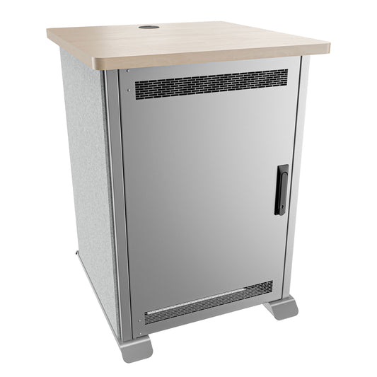 FMR-1627E1MS - Middle Atlantic - Forum Side Cart Rack 16RU 27 Deep Wilsonart Kensington Maple Magnesium Powdercoat Silver Gray Felt