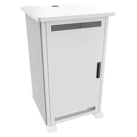 FMR-2027D8WS - Middle Atlantic - Forum Side Cart Rack 20RU 27 Deep Wilsonart Designer White White Powdercoat Silver Gray Felt