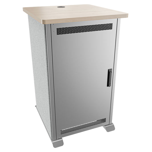 FMR-2027E1MS - Middle Atlantic - Forum Side Cart Rack 20RU 27 Deep Wilsonart Kensington Maple Magnesium Powdercoat Silver Gray Felt