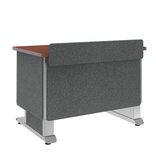 FML-42AE0MC-USC - Middle Atlantic - Forum Lectern 42 Wide Electrically Height Adjustable Wilsonart Biltmore Cherry Magnesium Powdercoat Charcoal Gray Felt with Power for US Canada
