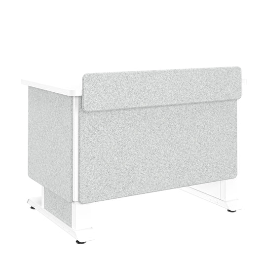 FML-42AD8WS-USC - Middle Atlantic - Forum Lectern 42 Wide Electrically Height Adjustable Wilsonart Designer White White Powdercoat Silver Gray Felt with Power for US Canada