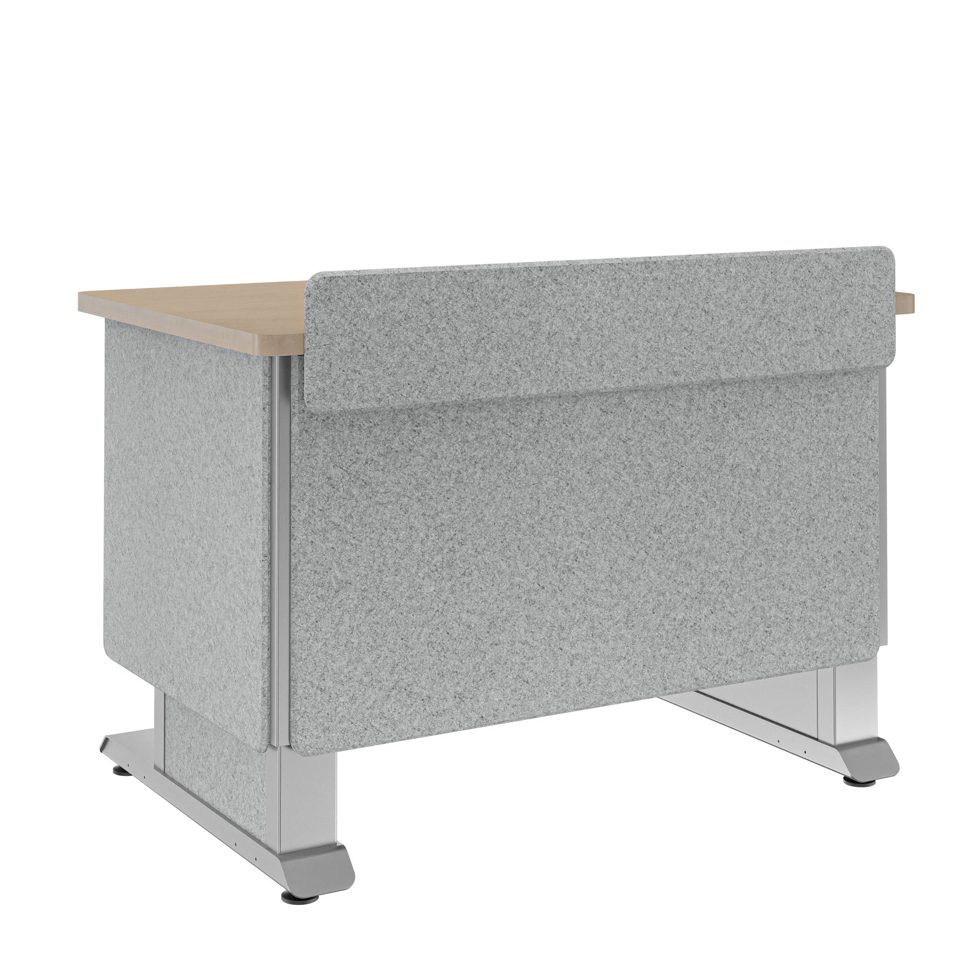 FML-42AE1MS-USC - Middle Atlantic - Forum Lectern 42 Wide Electrically Height Adjustable Wilsonart Kensington Maple Magnesium Powdercoat Silver Gray Felt with Power for US Canada