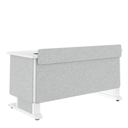 FML-60AD8WS-USC - Middle Atlantic - Forum Lectern 60 Wide Electrically Height Adjustable Wilsonart Designer White White Powdercoat Silver Gray Felt with Power for US Canada