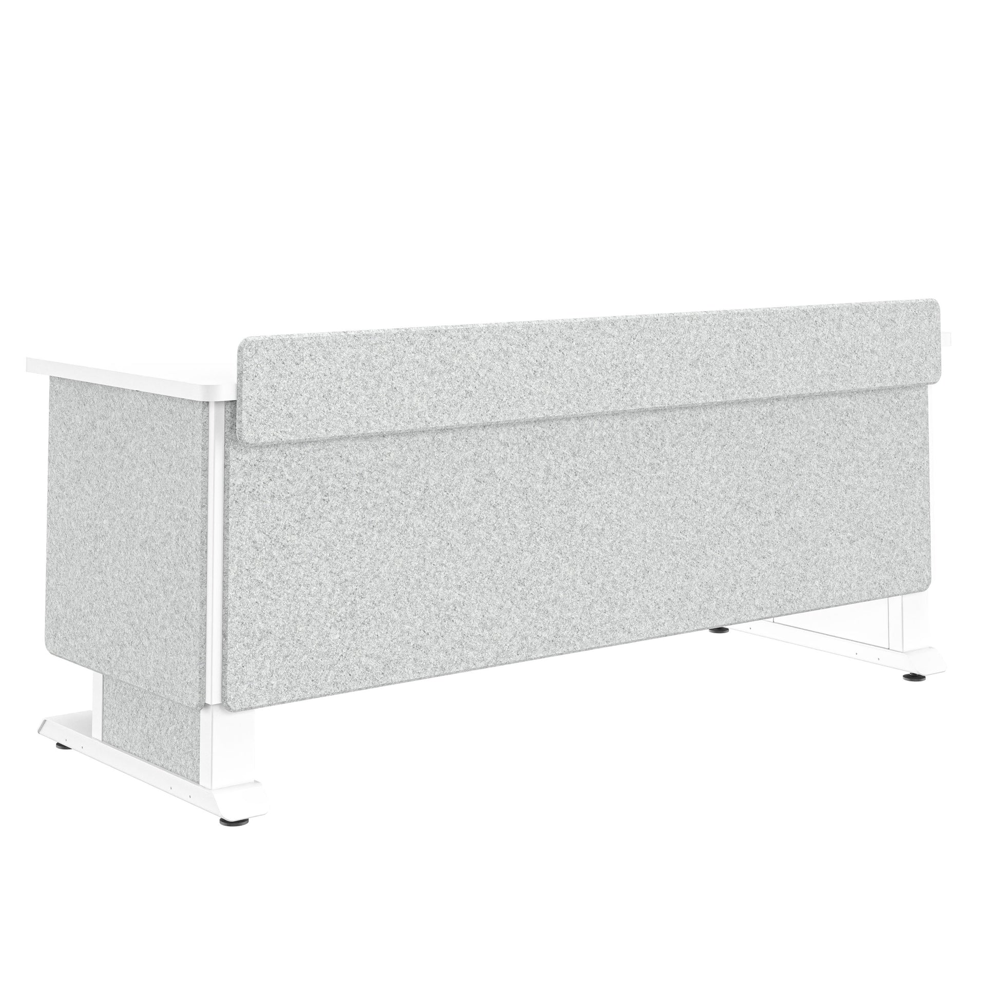 FML-72AD8WS-USC - Middle Atlantic - Forum Lectern 72 Wide Electrically Height Adjustable Wilsonart Designer White White Powdercoat Silver Gray Felt with Power for US Canada