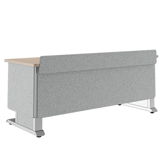 FML-72AE1MS-USC - Middle Atlantic - Forum Lectern 72 Wide Electrically Height Adjustable Wilsonart Kensington Maple Magnesium Powdercoat Silver Gray Felt with Power for US Canada
