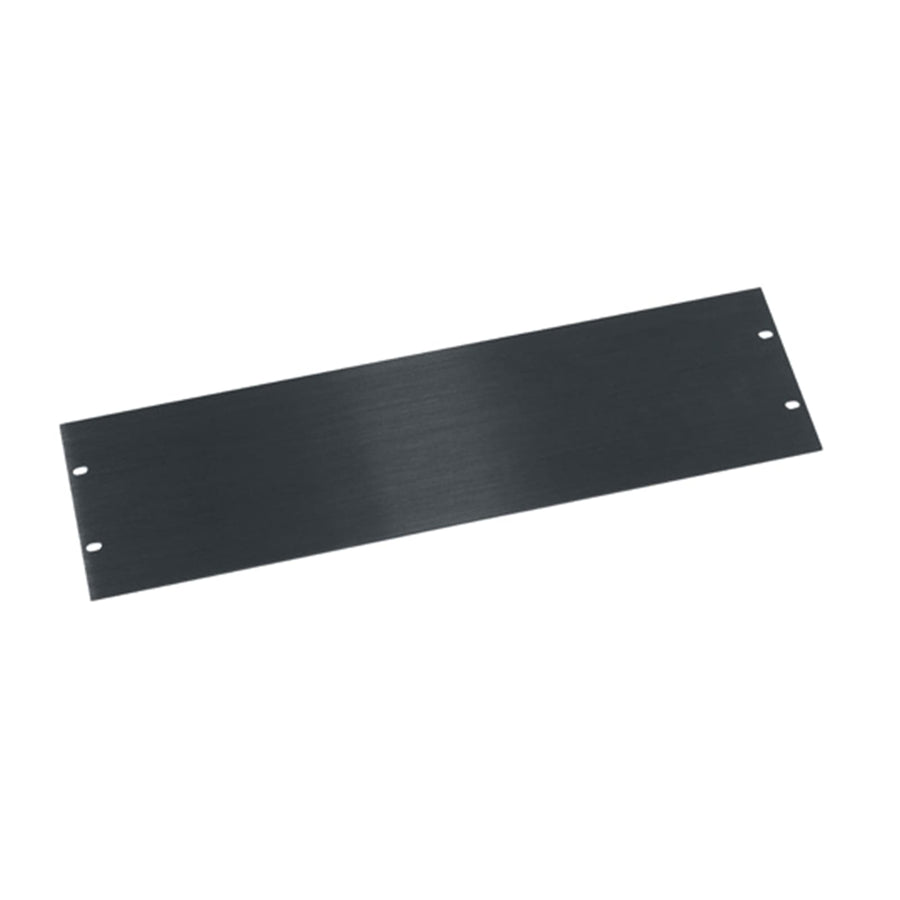 3 RU Flat Blank Rack Panel, Black Brushed and Anodized Aluminum