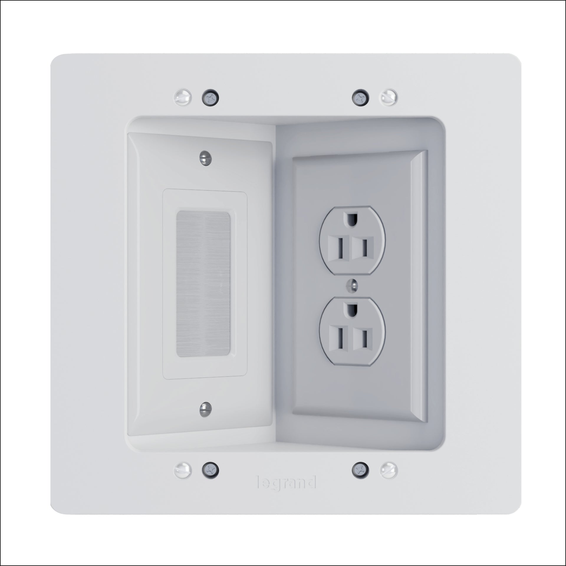 HT2302KWH - On-Q - InWall TV Connection Kit New ConstructionRetrofit with outlet