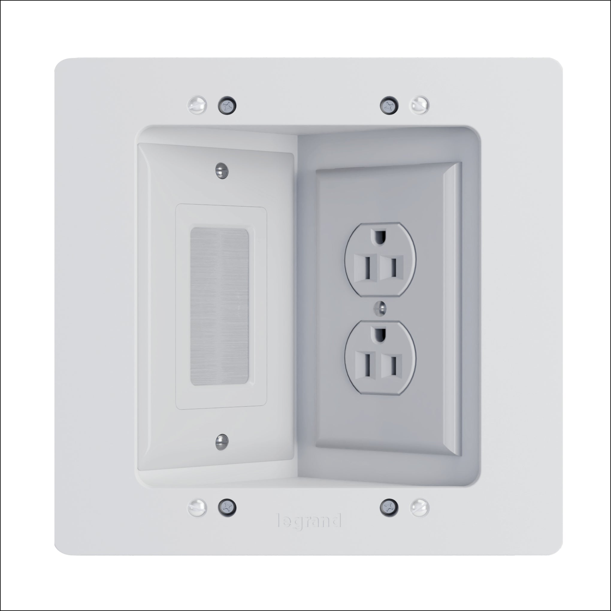 HT2302KWH - On-Q - InWall TV Connection Kit New ConstructionRetrofit with outlet
