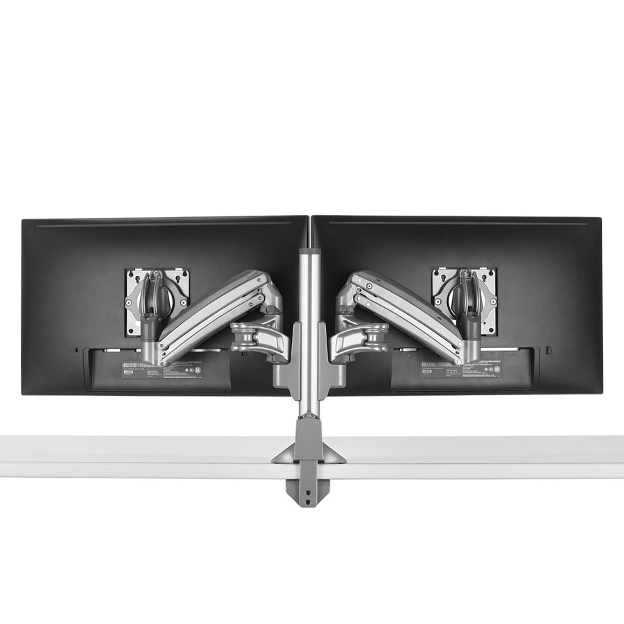 KX Low-Profile Dual Monitor Arms, Column Desk Mount, Silver